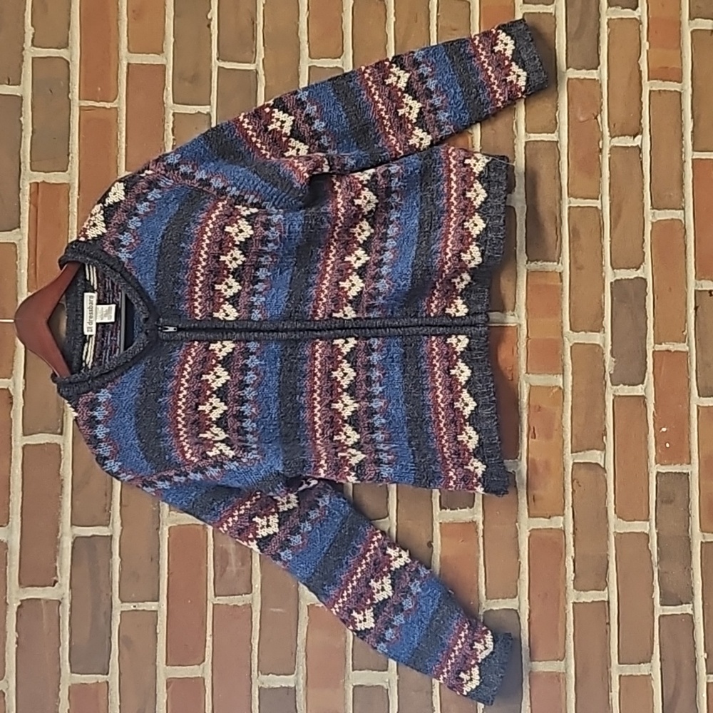 Dress Barn roll neck zip up cardigan wool blend size Large
